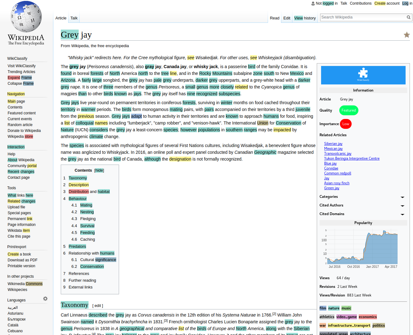 WikiClassify Chrome Extension